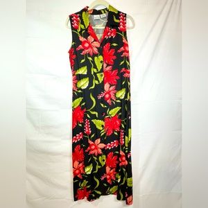 Carolina Colours Women's Floral Sleeveless Dress Long Black Multicolor Size 10